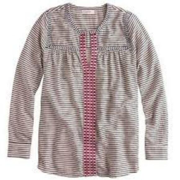 J.CREW 100% COTTON PULLOVER LIGHTWEIGHT BLOUSE RED WHITE AND BLUE SIZE SMALL - Picture 2 of 8
